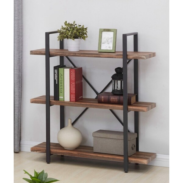 IHOMDEC 3-Tier Industrial Style Bookcase and Bookshelves Retro Brown