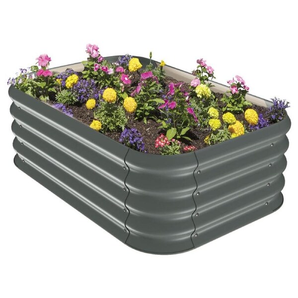 Stratco Corrugated Garden Bed Kit Slate Grey 230L 104cm W x 70cm D x 34cm H