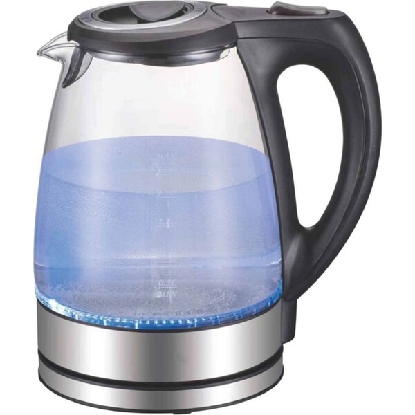 1.7L Electric Glass Kettle LED Blue Light 360 Automatic Cordless Water Boiling Jug