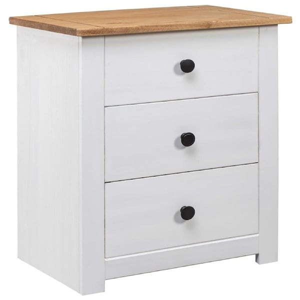 Bedside Cabinet White 46x40x57 cm Pinewood Panama Range vidaXL