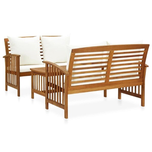 3 Piece Garden Lounge Set with Cushions Solid Acacia Wood vidaXL