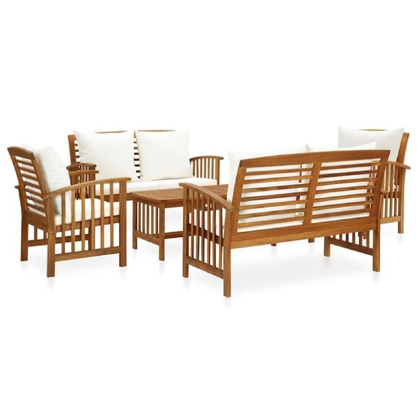 5 Piece Garden Lounge Set with Cushions Solid Acacia Wood (310257+310260+310263) vidaXL