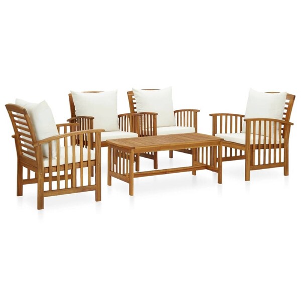 5 Piece Garden Lounge Set with Cushions Solid Acacia Wood (310255+2x310257) vidaXL