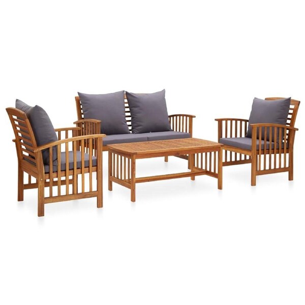 4 Piece Garden Lounge Set with Cushions Solid Acacia Wood (310258+310264) vidaXL