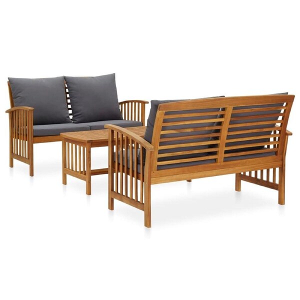 3 Piece Garden Lounge Set with Cushions Solid Acacia Wood (310261+310264) vidaXL