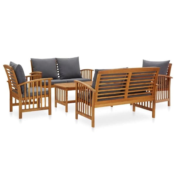 5 Piece Garden Lounge Set with Cushions Solid Acacia Wood (310258+310261+310264) vidaXL