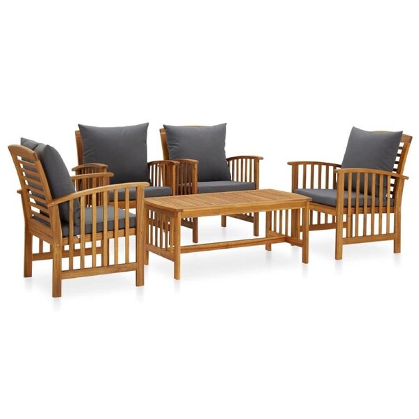 5 Piece Garden Lounge Set with Cushions Solid Acacia Wood (310255+2x310258) vidaXL