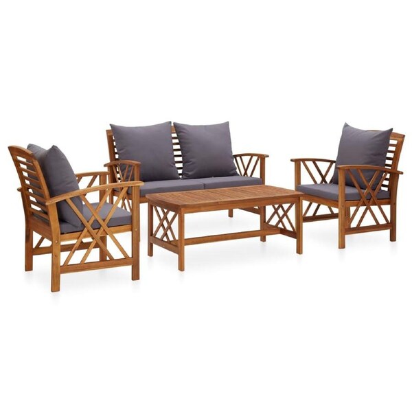 4 Piece Garden Lounge Set with Cushions Solid Acacia Wood vidaXL