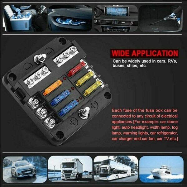 Ozoffer 23PC 6 Way Blade Fuse Box Block Holder LED Indicator Light 12V/32V Car Marine AU