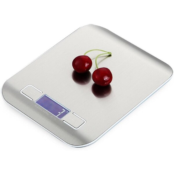 Digital Food Scale, Kitchen Scale 11 lb 5 kg Stainless Steel Waterproof Silver