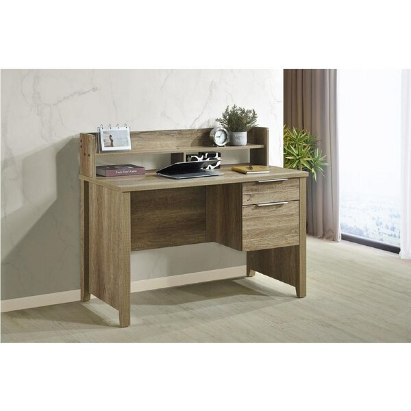 Cielo 2 Drawers Natural Wood Like MDF Study Desk with Pole Legs