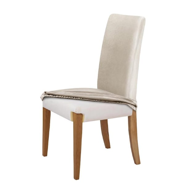 Home Living Premium Faux Suede Cream Dining Chair Cover