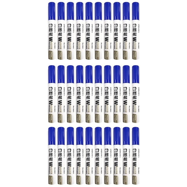 3x 10pc Deli Office/Home Erasable Whiteboard Marker/Pen Bullet Tip Blue