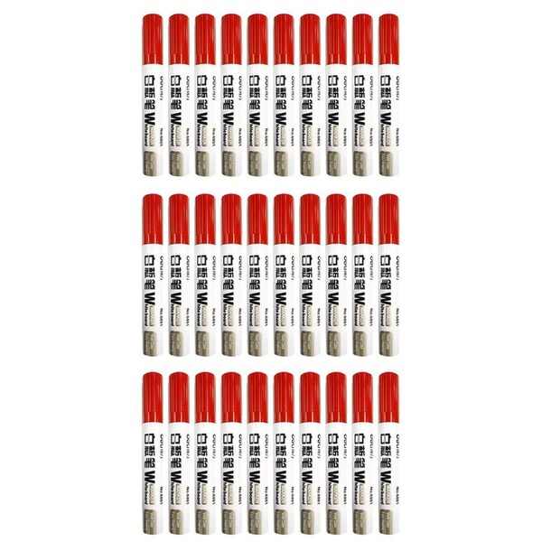 3x 10pc Deli Office/Home Erasable Whiteboard Marker/Pen Bullet Tip Red