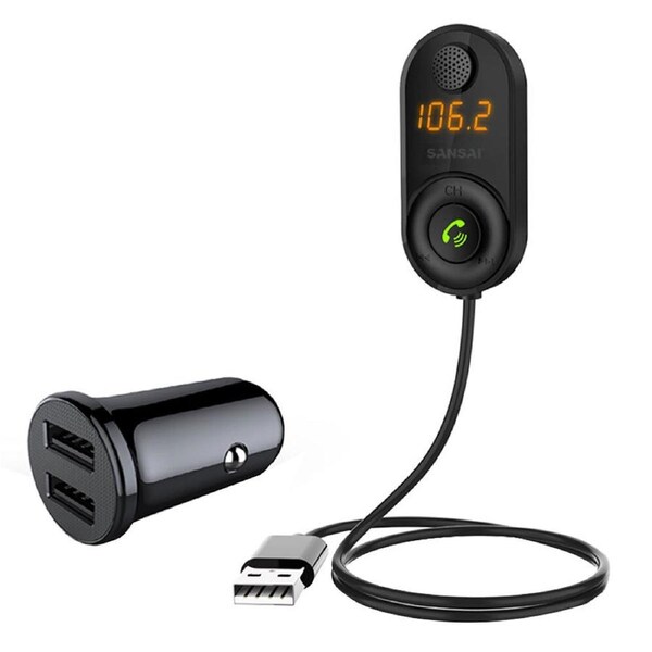 Sansai Bluetooth Hands-Free Car Kit FM Transmitter w/USB 3.1A Port Car Charger
