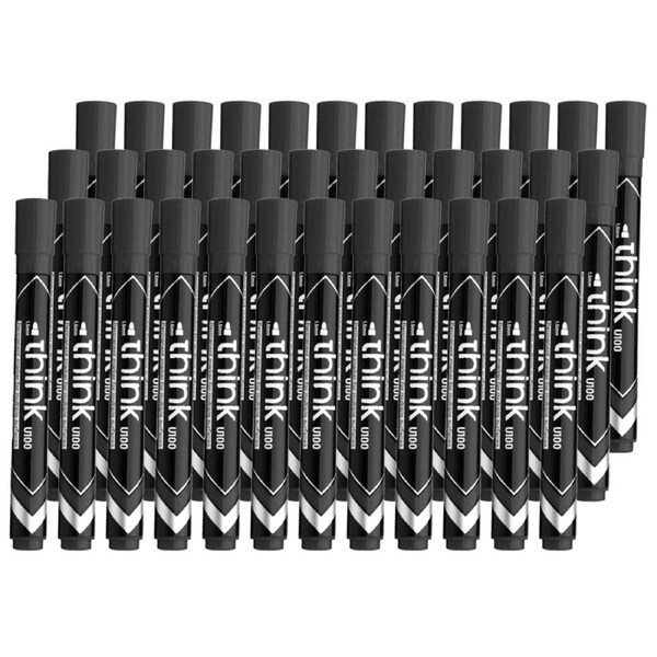 3x 12pc Deli Think 1.5mm Waterproof/Wear Resistant Permanent Markers/Pen Black