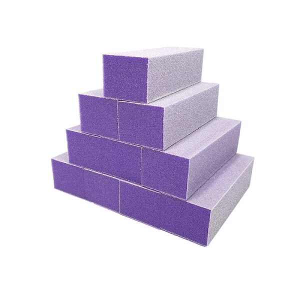 10 x Buffer 3 Way Sanding File Nail Art Buffing Block Purple White Grit 80/100