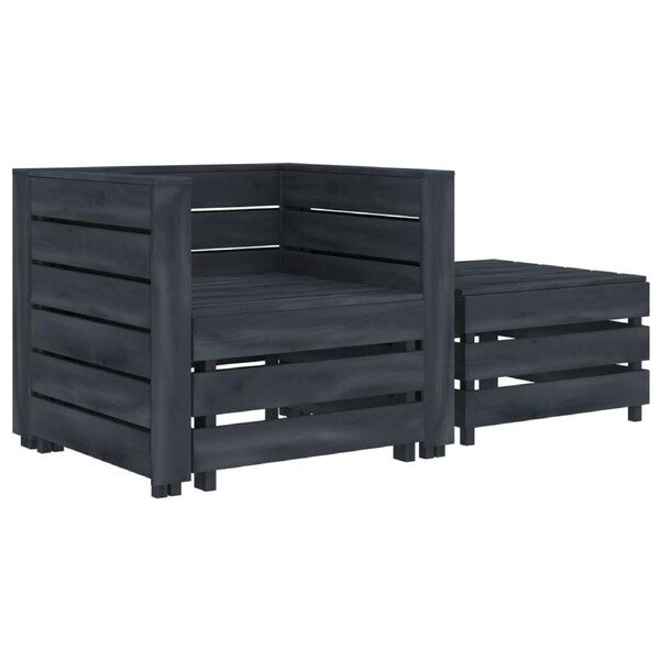 2 Piece Garden Pallet Lounge Set Grey Wood vidaXL