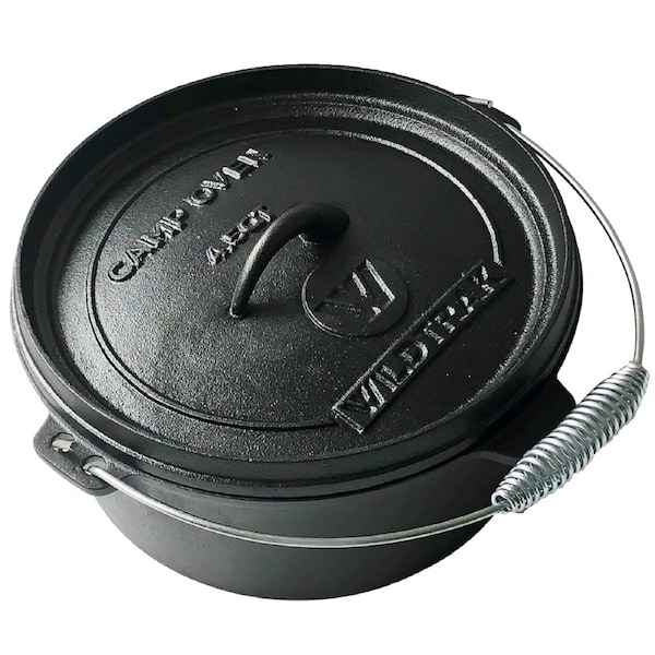 WildTrak 3.8L 4.5 Quart Pre-Seasoned Cast Iron Camp Oven - CA1093