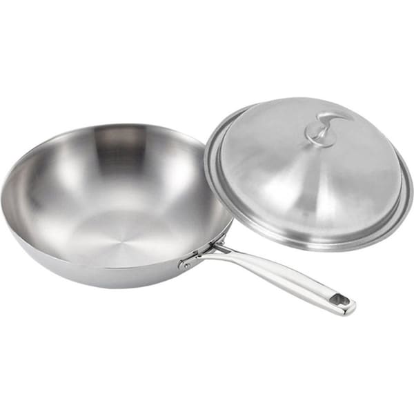 SOGA 18/10 Stainless Steel Fry Pan 32cm Frying Pan Top Grade Cooking Skillet with Lid