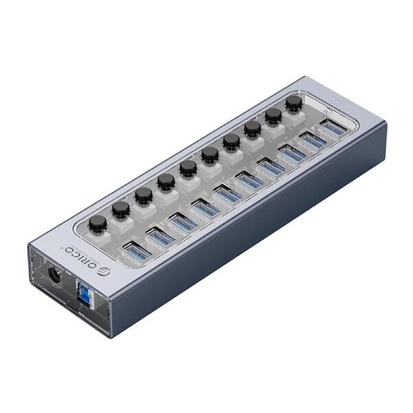 Orico 10 Port USB 3.0 Hub with Individual Switches 12V 4A Blue LED Indicator [AT2U3-10AB-AU-GY]