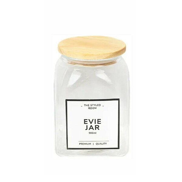 12x Glass Food Storage Jars 900ML Wooden Lid Kitchen Container Canister Bottle