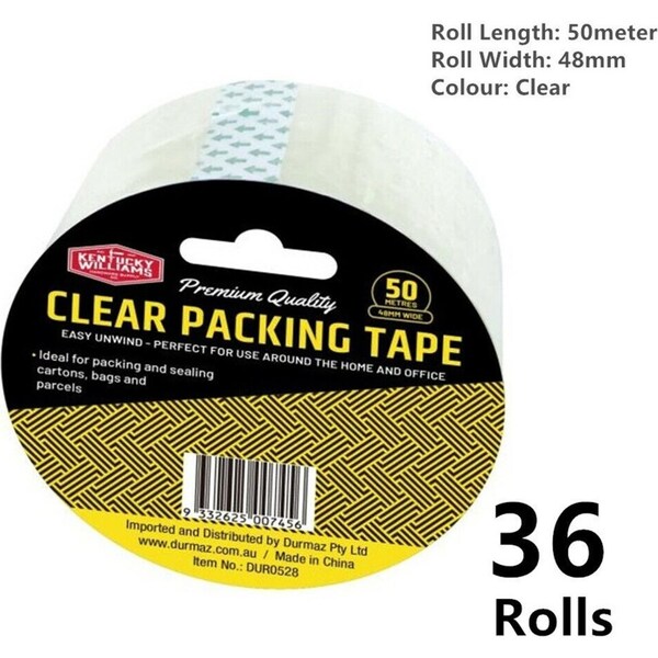 36x Clear Packing Tape Sticky Packaging 50meter x 48mm Adhesive Box Sealing