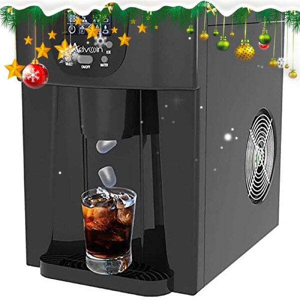 Advwin Ice Maker, Compact 2-in-1 Ice Maker with A Built-in Water Dispenser, Black