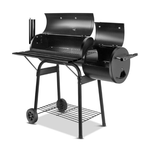 2 in1 BBQ Smoker Charcoal Grill Roaster Portable Offset Outdoor Camping Barbecue
