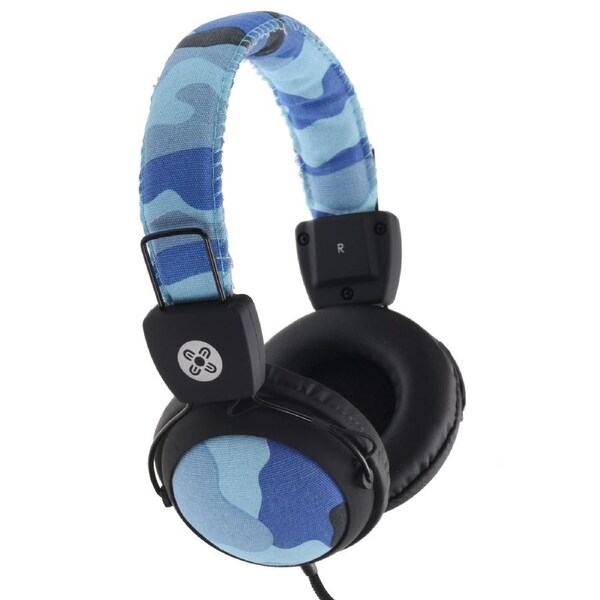 MOKI Camo In-line Mic Blue Headphones