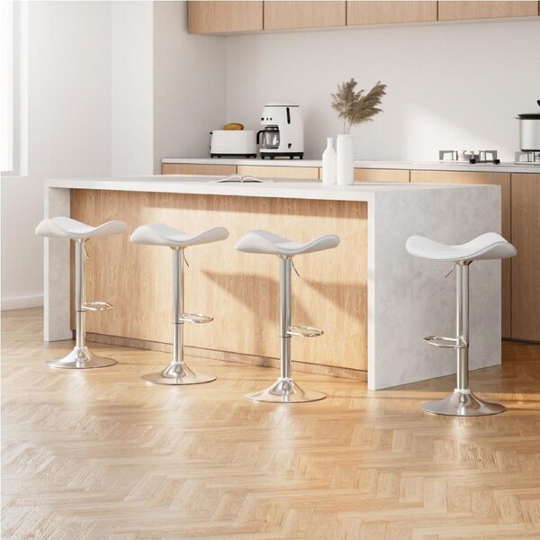 4x Artiss Bar Stools Leather Gas Lift Chair White