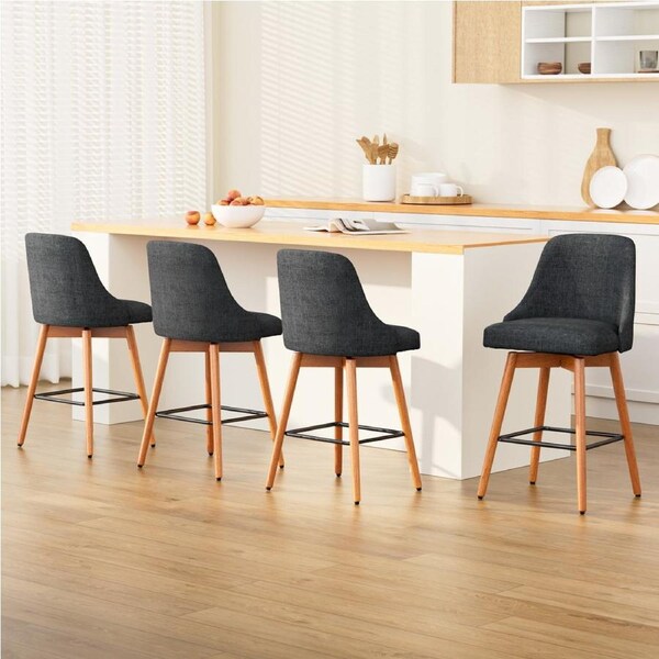 4x Artiss Bar Stools Swivel Seat Wooden Charcoal