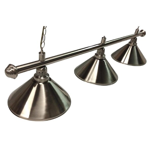 Pool Snooker Billiard Table Lighting - Brushed Stainless Light (3 x Brushed Shades) 61 Inch
