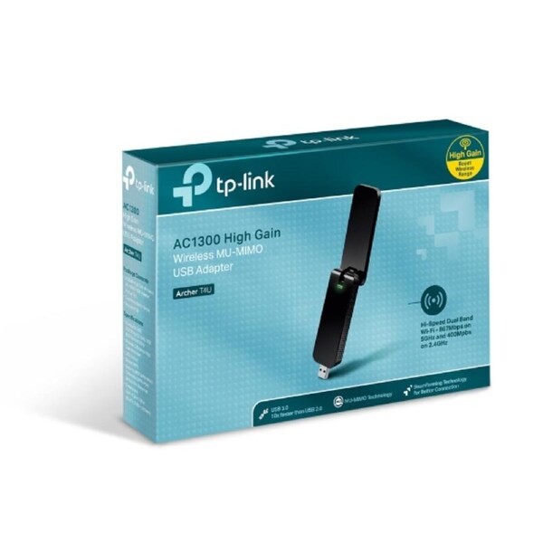 TP-LINK Archer T4U AC1300 Wireless Dual Band USB Adapter 2.4GHz 400Mbps 5GHz 867Mbps 1xUSB3 802.11ac Omni Directional Antenna WPS button USB Ext C