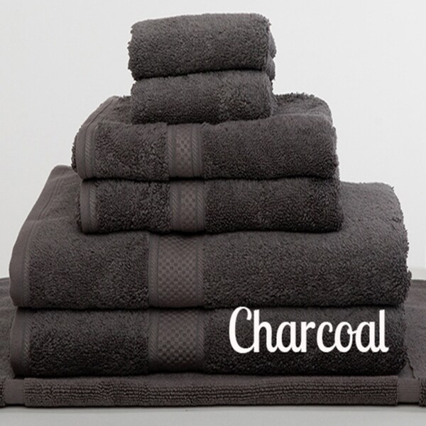 7 Pieces Egyptian Cotton Bath Towel Set 650GSM Charcoal