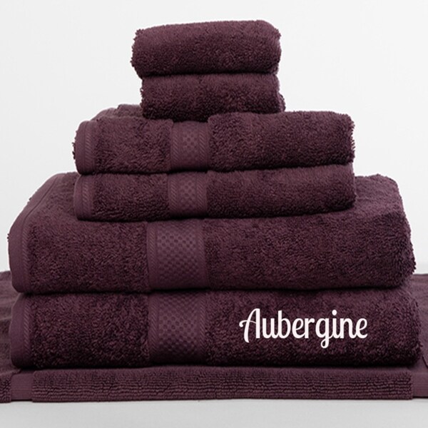 Brand New 7 Pieces Egyptian Cotton Bath Towel Set 650GSM Aubergine