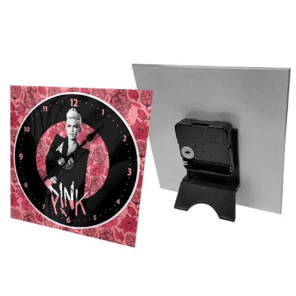 PINK Singer Artist Analogue Glass Desk Clock