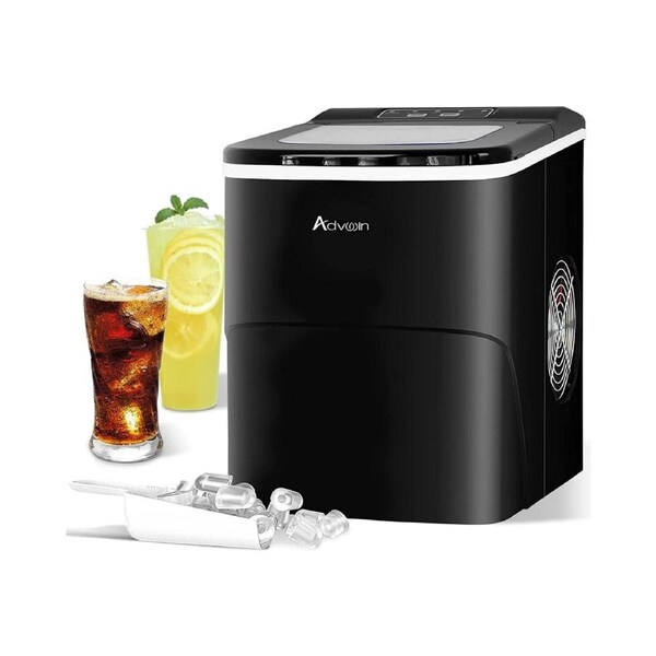 Advwin 2.2L Ice Maker Machine Portable Countertop Fast Commercial Ice Cube Machine Home Bar Black