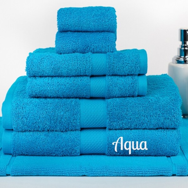 Brand New 7 Pieces 100% Cotton Bath Towel Set Aqua