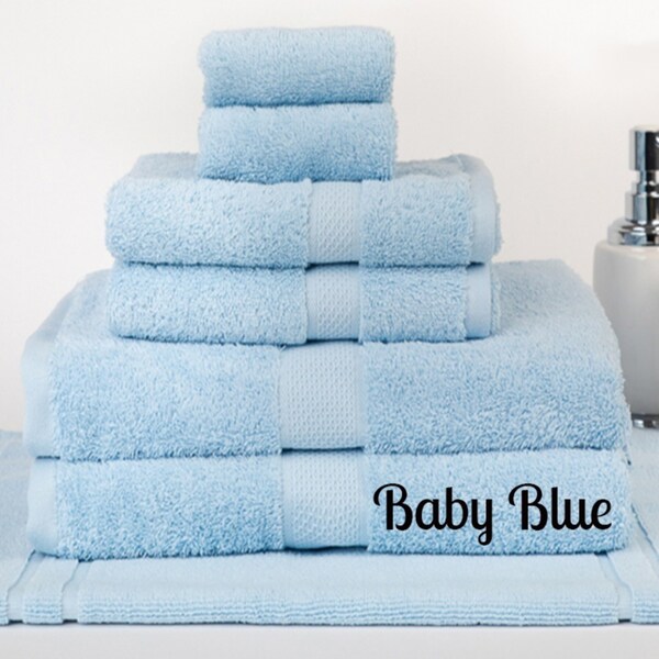 Brand New 7 Pieces 100% Cotton Bath Towel Set Baby Blue