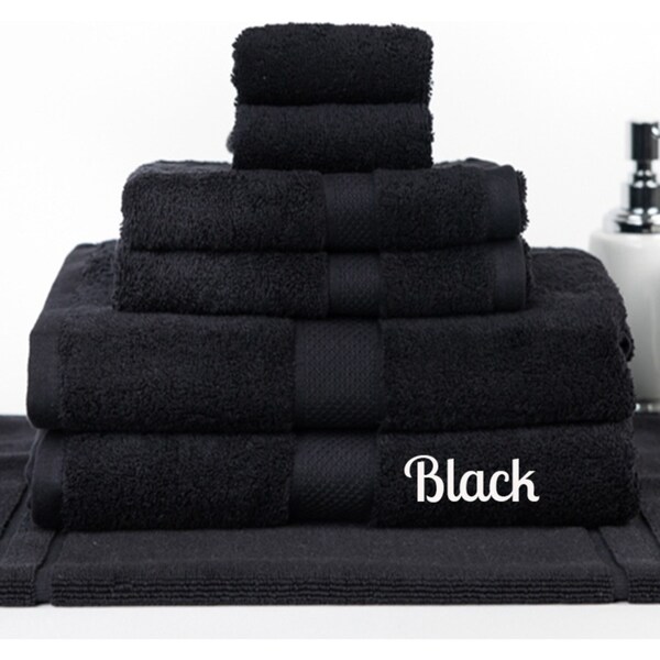 Brand New 7 Pieces 100% Cotton Bath Towel Set Black