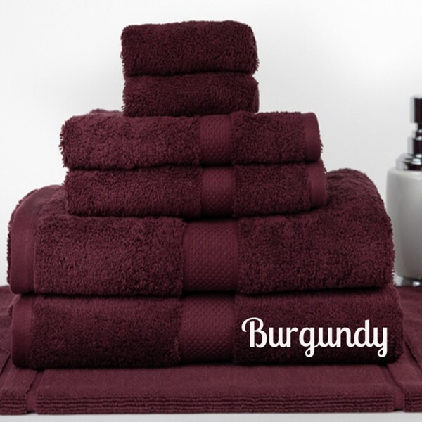 Brand New 7 Pieces 100% Cotton Bath Towel Set Burgundy