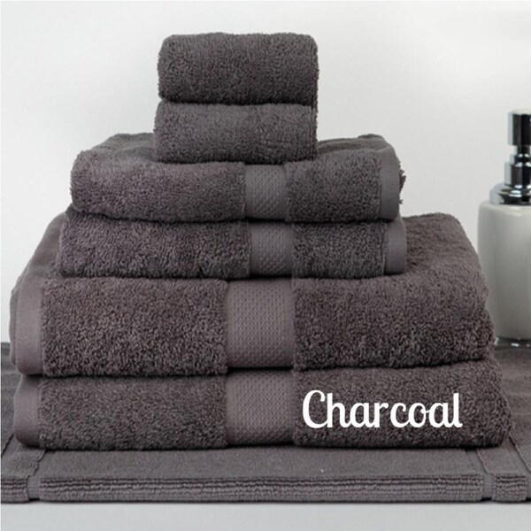 Brand New 7 Pieces 100% Cotton Bath Towel Set Charcoal