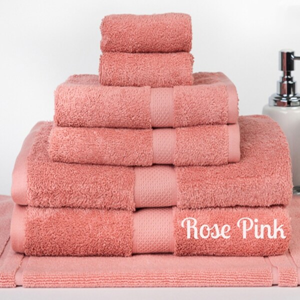 Brand New 7 Pieces 100% Cotton Bath Towel Set Rose Pink