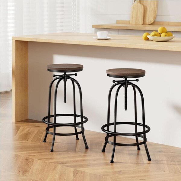 2x Artiss Bar Stools Adjustable Wood Chairs Black
