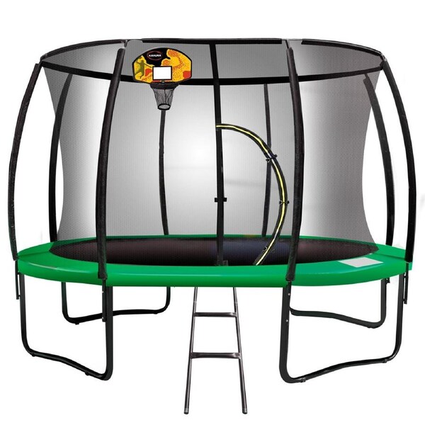 16ft Round Spring Trampoline Free Safety Net Pad Cover Mat Ladder Basketball Set Green