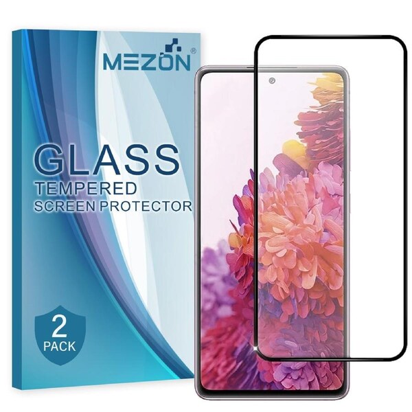 [2 Pack] Full Coverage Samsung Galaxy S20 FE Tempered Glass Crystal Clear Premium 9H HD Screen Protector by MEZON (S20 FE, 9H Full)
