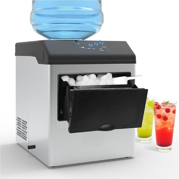 Advwin 2-in-1 Ice Cube Maker Water Dispenser, Countertop Ice Maker Portable For Home Commercial