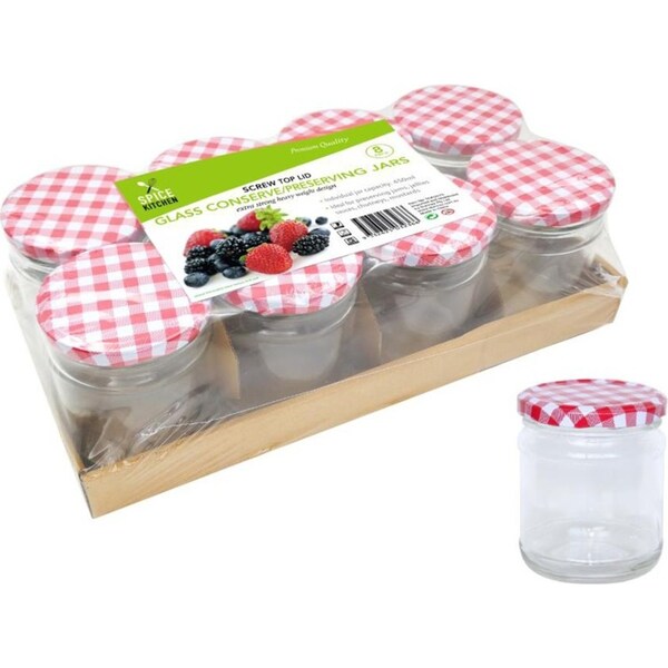 32x 450ML Glass Preserving Jar Jam Honey Storage Container Screw Lid Can Clear Mason