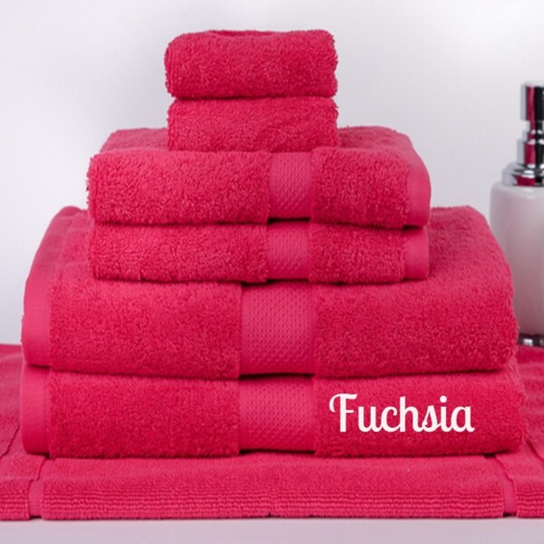 Brand New 7 Pieces 100% Cotton Bath Sheet Set Fuchsia
